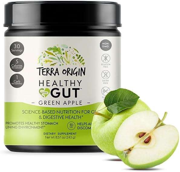 Healthy Gut Green Apple | 30-Servings with L-Glutamine, Zinc, Glucosamine, Slippery Elm Bark, Marshmallow Root and More! - Image 1