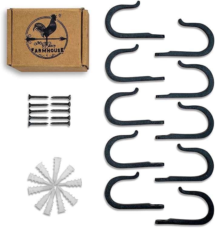 Railroad Spike Cast Iron Hooks (10 Pack) Handmade Blacksmith, Wall Mounted Farmhouse Decorative Hooks, PowderCoated for Interior or Exterior Use, Rust Proof for Hanging Coats, Bags or Pots (Black) - Image 9