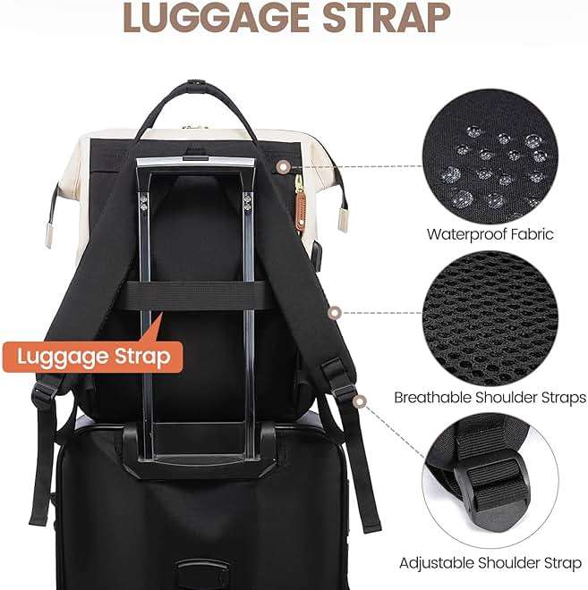 LOVEVOOK Laptop Backpack for Women, 15.6 Inch Work Business Backpacks Purse With Large Capacity, Waterproof Nurse Bag College Bookbag for School, Waterproof Casual Daypack for Travel - Image 4