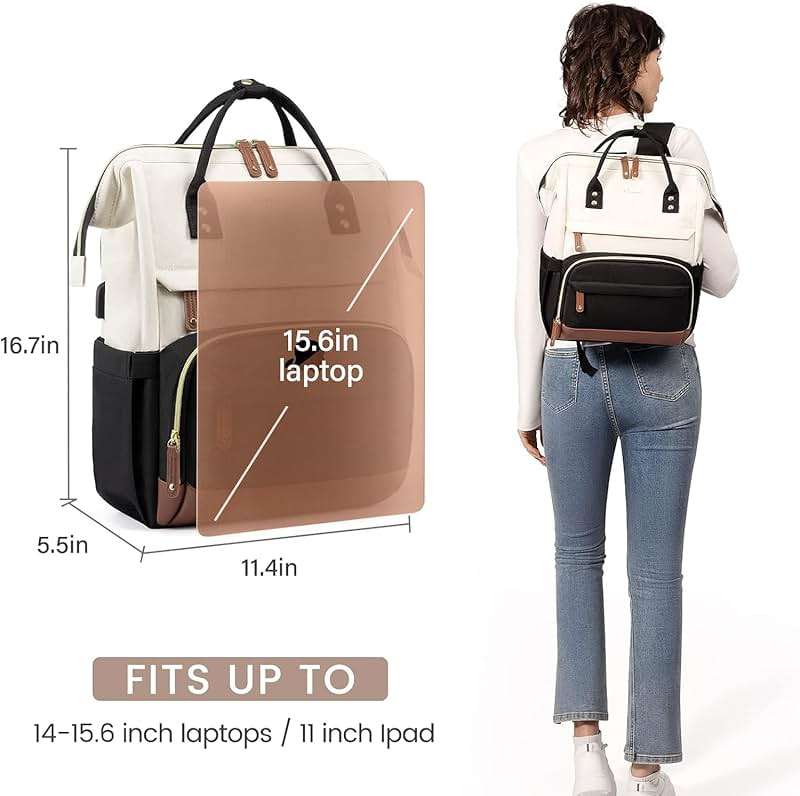 LOVEVOOK Laptop Backpack for Women, 15.6 Inch Work Business Backpacks Purse With Large Capacity, Waterproof Nurse Bag College Bookbag for School, Waterproof Casual Daypack for Travel - Image 6