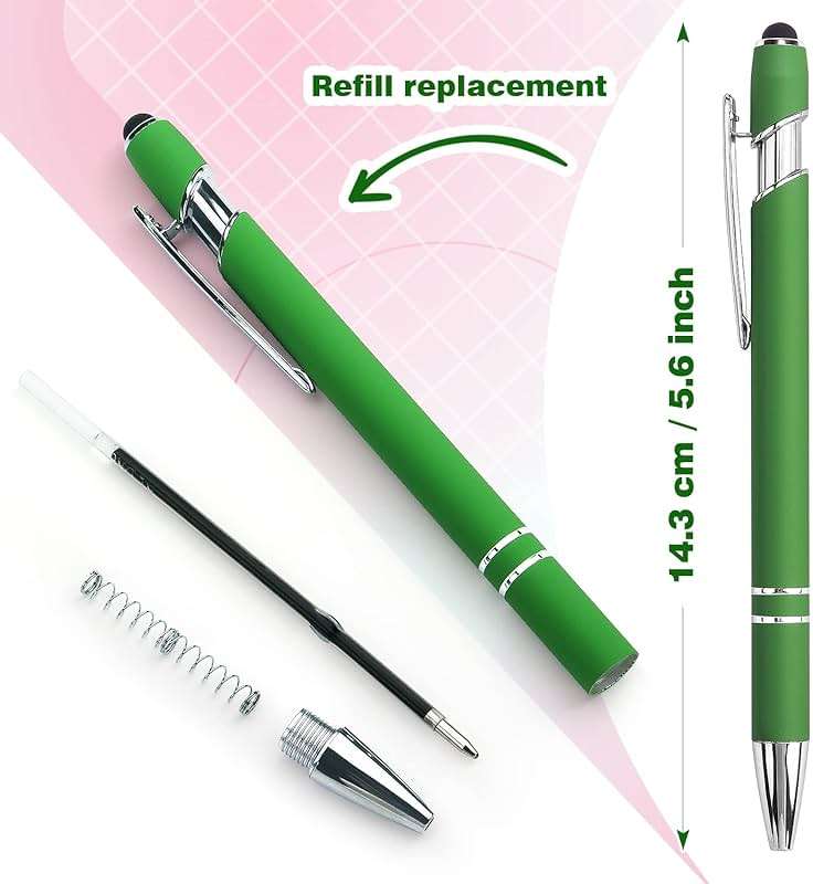 Bribobo 8 Pack Ballpoint Pen 2-in-1 Stylus Retractable Ballpoint Pen with Stylus tip, Metal Stylus Pen for Touch Screens, 1.0 mm Black Ink - Image 3