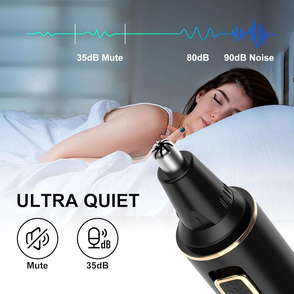 XOOMRSCP Nose Hair Trimmers for Men，Rechargeable Hair Trimmer 2 in 1 Painless Multifunctional Ear and Nose Hair Trimmer with IPX7 Waterproof Dual Edge Blades (Black) - Image 5