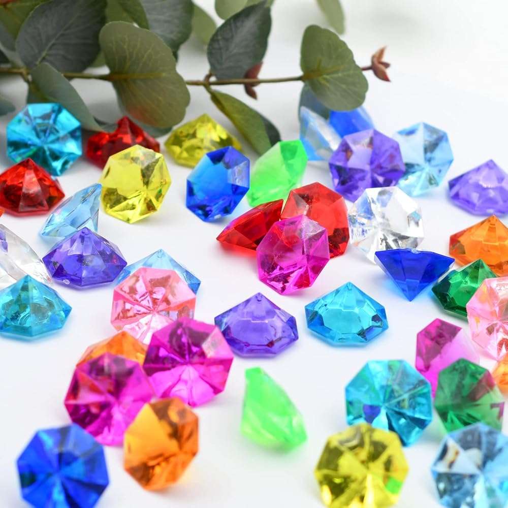 60pcs Acrylic Diamond Gems Pirate Plastic Gems Large Acrylic Gems Jewels Bulk Treasure Chest Hunt Party Favors 25 Carat (Multicolor) - Image 5