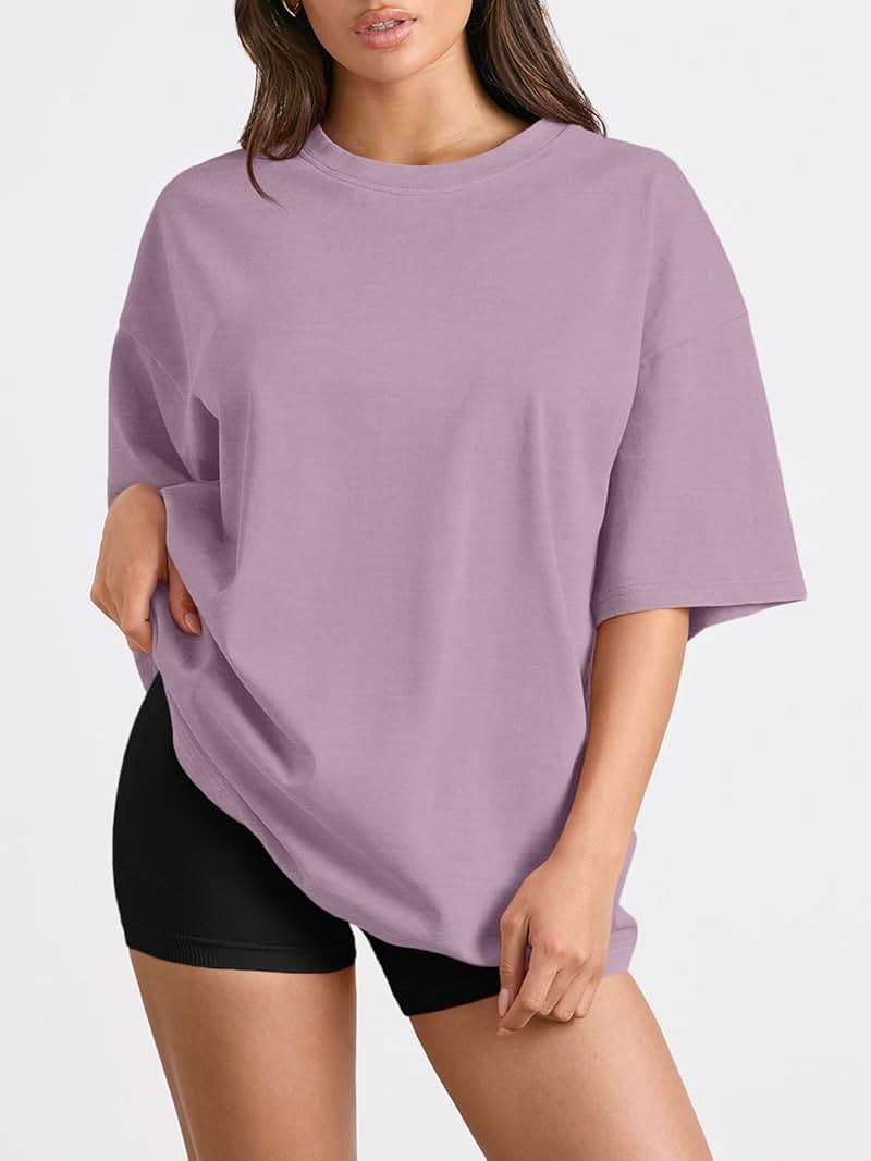 Trendy Queen Womens Oversized Summer T-Shirts Plus Size Short Sleeves Workout Tops - Image 2
