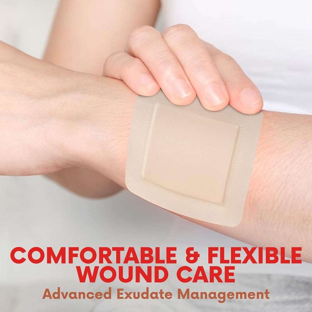 HEALQU Silicone Foam Dressing with Border 3x3 inch, Box of 10 - for Optimal Wound Care-Multi-Layered Super Absorbent Core & Breathable Skin Adhesive Waterproof Pads for Burns, Pressure Ulcers. - Image 7
