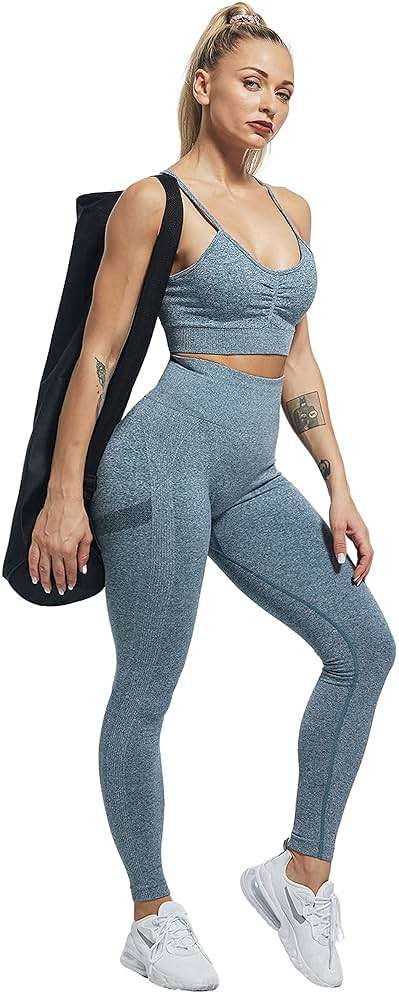 CHRLEISURE Workout Leggings Sets for Women, Gym Scrunch Butt Butt Lifting Seamless Leggings 3 Piece - Image 3