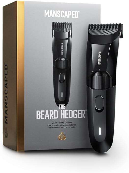 MANSCAPED® The Beard Hedger® Men's Premium Beard Trimmer, 20 Length Adjustable Blade Wheel, Stainless Steel T-Blade for Precision Facial Hair Trimming, Cordless Waterproof Wet/Dry Clipper - Image 1