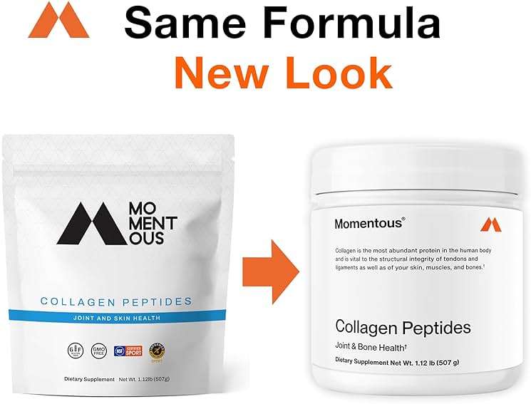 Momentous Grass-Fed Collagen Peptides Powder - Collagen Protein Powder with Fortigel & Vitamin C for Hair, Skin, Nails, & Joint Health Support - NSF Certified for Sport - Packaging May Vary - Image 2