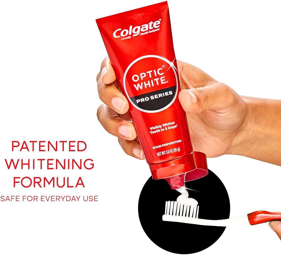Colgate Optic White Pro Series Teeth Whitening Toothpaste with 5% Hydrogen Peroxide, Stain Prevention, Mint, 3 Ounces (2 Pack) - Image 5