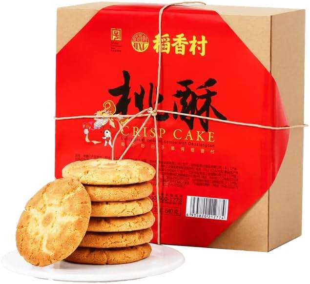Chinese Snacks, Cookies, Traditional DaoXiangCun Crisp Walnut Cake, Sweet Treats Cookie, Biscuits Gift Basket, Asian Food, Perfect for Tea and Coffee, 23 Ounce, 稻香村桃酥 - Image 1
