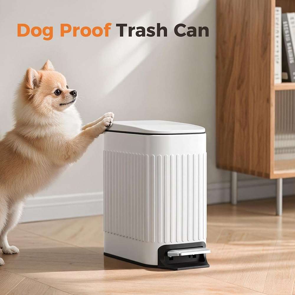 TrashAid Slim Bathroom Trash Can with Lid Soft Close, 6 Liter/1.6 Gallon Stainless Steel Small Garbage Can with Removable Inner Bucket, Step Pedal, Slim Wastebasket for Toilet, Office, Bedroom, White - Image 6