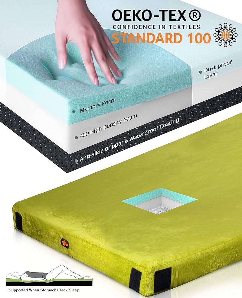 GAIALOOP 3 Inch Memory Foam Camping Mattress, Dual Layer Thick Sleeping Camp Pad for Car Tent Cot, Roll-Up Portable Glamping Floor Bed for Guests Sleepover - Image 3