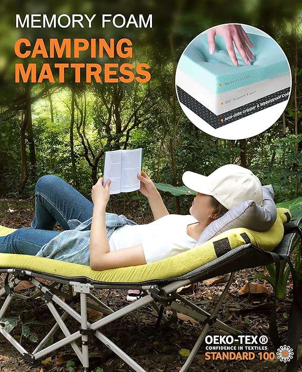GAIALOOP 3 Inch Memory Foam Camping Mattress, Dual Layer Thick Sleeping Camp Pad for Car Tent Cot, Roll-Up Portable Glamping Floor Bed for Guests Sleepover - Image 9