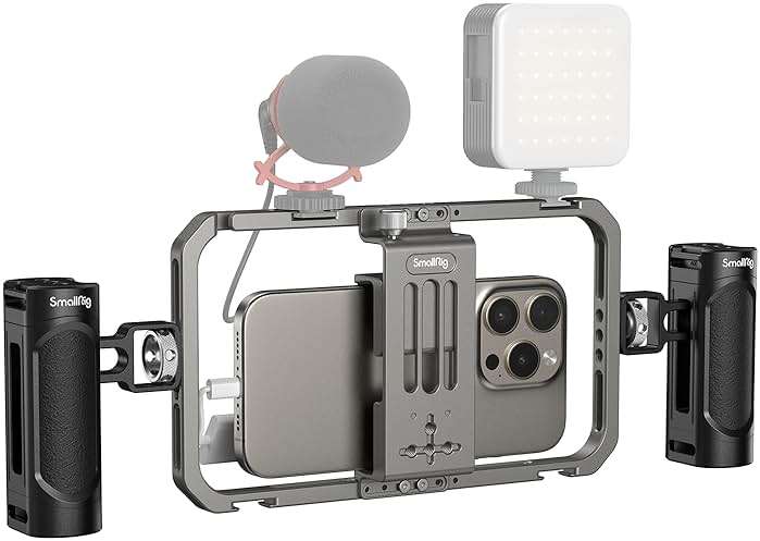 SmallRig Universal Phone Cage, Smartphone Video Rig Kit with Handles, Handheld Filmmaking Vlogging Case Stabilizer for Videomaker, for iPhone 17/16/15 for Samsung for Pixel and Other Android Phones - Image 1