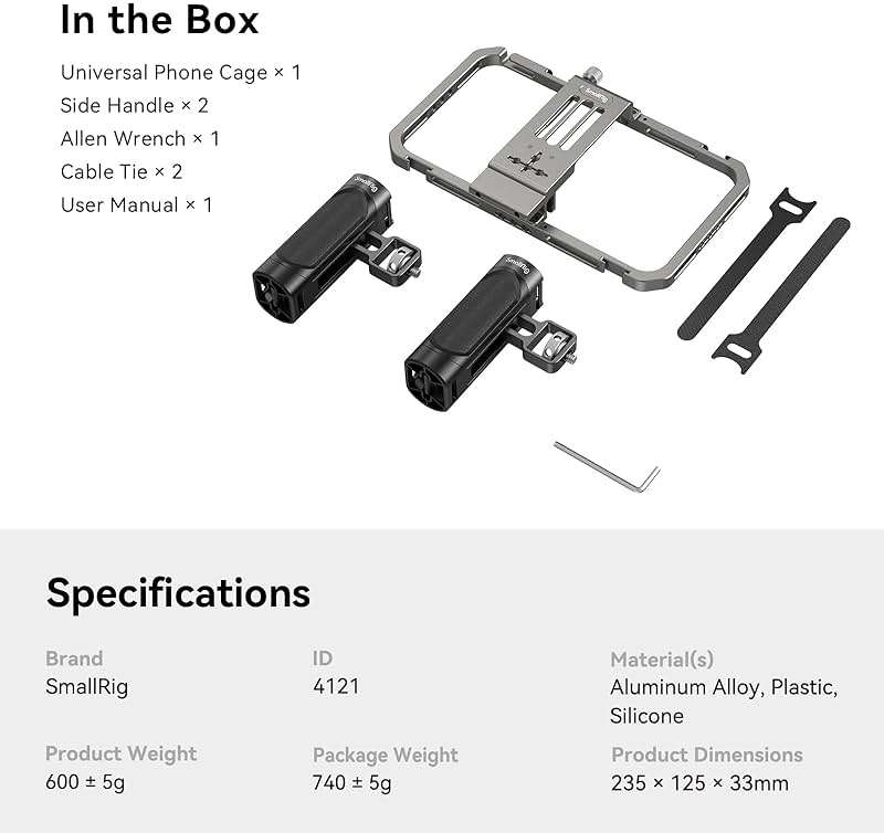 SmallRig Universal Phone Cage, Smartphone Video Rig Kit with Handles, Handheld Filmmaking Vlogging Case Stabilizer for Videomaker, for iPhone 17/16/15 for Samsung for Pixel and Other Android Phones - Image 7