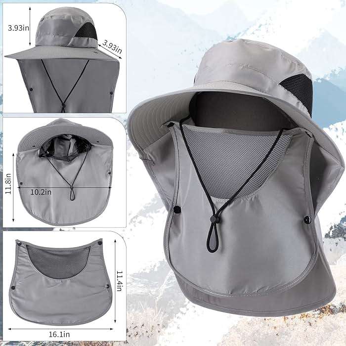 Xuhal 12 Pcs Fishing Sun Hat for Men Women Wide Brim UV Sun Protection Cap Summer Outdoor Hiking Hat Neck and Face Flap - Image 2