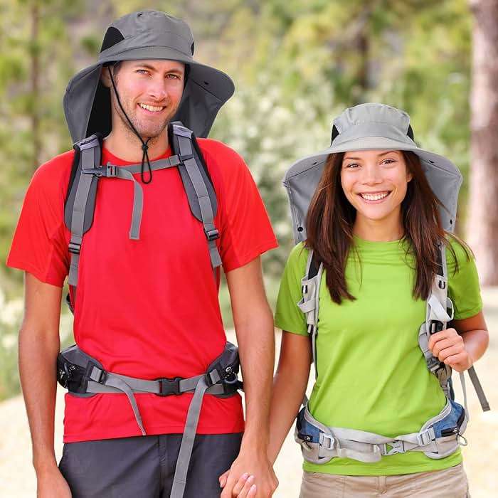 Xuhal 12 Pcs Fishing Sun Hat for Men Women Wide Brim UV Sun Protection Cap Summer Outdoor Hiking Hat Neck and Face Flap - Image 6
