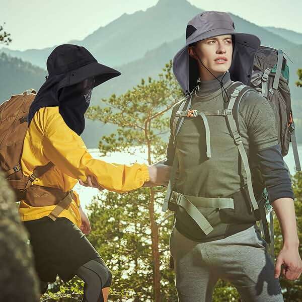 Xuhal 12 Pcs Fishing Sun Hat for Men Women Wide Brim UV Sun Protection Cap Summer Outdoor Hiking Hat Neck and Face Flap - Image 7
