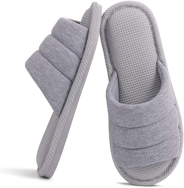 Shevalues Summer House Slippers for Women Men Breathable Waffle Indoor Slippers Slip-on Open Toe Home Shoes - Image 1