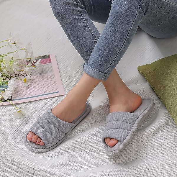 Shevalues Summer House Slippers for Women Men Breathable Waffle Indoor Slippers Slip-on Open Toe Home Shoes - Image 2