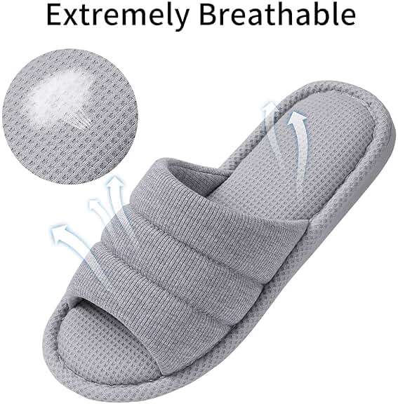 Shevalues Summer House Slippers for Women Men Breathable Waffle Indoor Slippers Slip-on Open Toe Home Shoes - Image 3