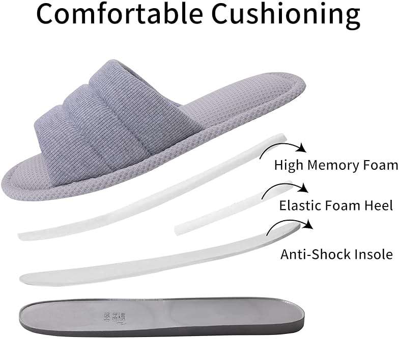 Shevalues Summer House Slippers for Women Men Breathable Waffle Indoor Slippers Slip-on Open Toe Home Shoes - Image 4
