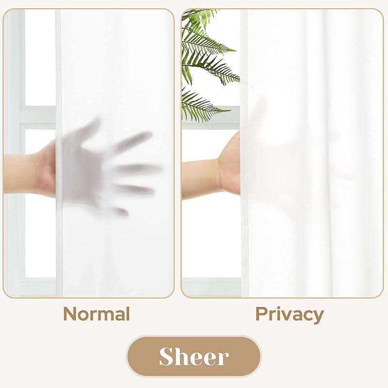 HOMEIDEAS Non-See-Through White Privacy Sheer Curtains 52 X 84 Inches Long 2 Panels Sheer Curtains Light Filtering Window Curtains Drapes for Bedroom Living Room - Image 3