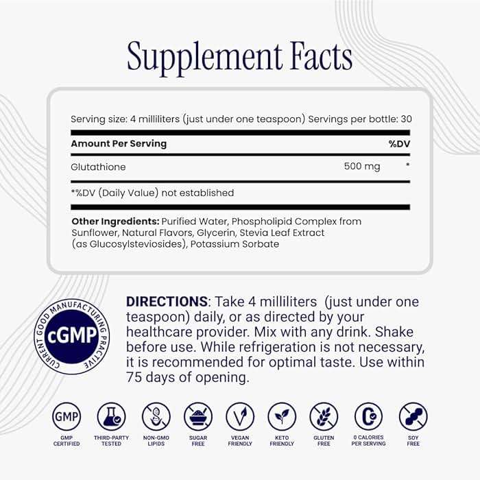 Rho Nutrition Liposomal Glutathione - Ultra High Absorption Liquid Glutathione Supplement - Supports Natural Detoxification, Immune System, Skin Health, Mental Clarity & Overall Well-Being - Image 3