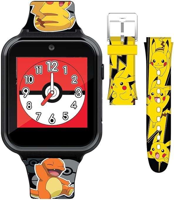 Pokémon Interactive Kids Smartwatch with Touchscreen, Interchangeable Pikachu & Friends Straps, Built-in Camera, Alarm, Stopwatch, Calculator, and 10 Watch Faces - Fits Wrists 5.5"-8" - Image 1