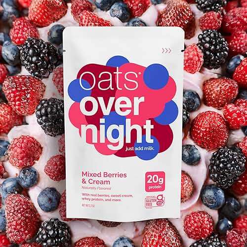 Oats Overnight Mixed Berries & Cream - Overnight Oats with 20g Protein, High Fiber Breakfast Protein Shake - Gluten Free Oatmeal, Non GMO High Protein Oatmeal (2.8 oz per meal) (8 Pack) - Image 6