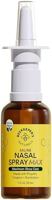 Beekeeper's Naturals Propolis Nasal Rinse Spray Max, Relief for Adults w/Eucalyptus, Oregano & Saline, Clears Nasal Congestion & Cleanses Sinus Canal, 1 fl oz - Image 1