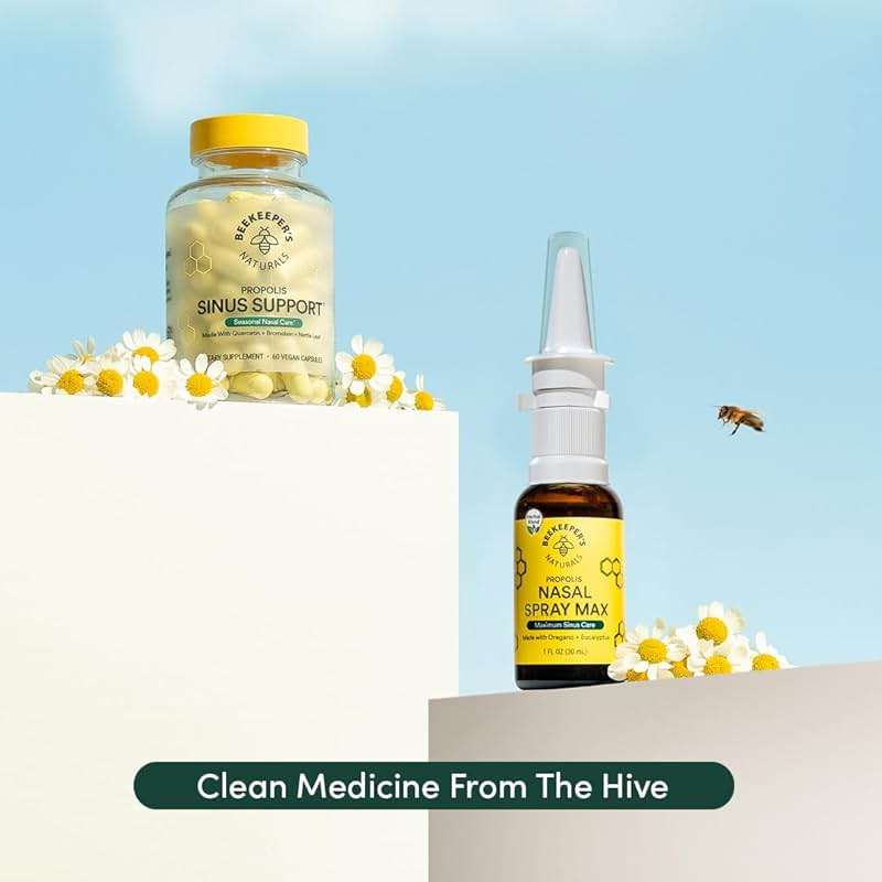 Beekeeper's Naturals Propolis Nasal Rinse Spray Max, Relief for Adults w/Eucalyptus, Oregano & Saline, Clears Nasal Congestion & Cleanses Sinus Canal, 1 fl oz - Image 6