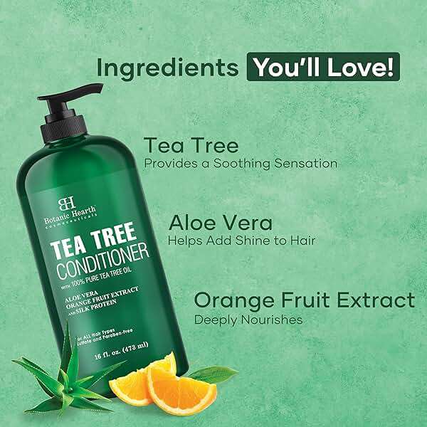 Botanic Hearth Tea Tree Conditioner for Women & Men | Nourishes & Hydrates Hair | With Vitamin C, Peppermint Oil, Rosemary & Lavender Oil | Sulphate & Paraben Free | 16 Fl Oz - Image 5