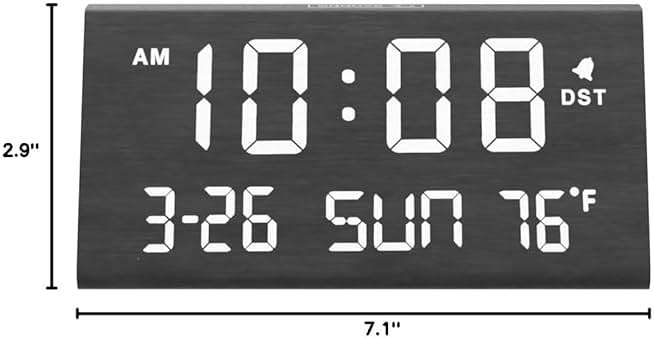 DreamSky Digital Alarm Clocks for Bedrooms - Wooden Desk Clock with Date, Day of Week, USB Port, Temperature, Dimmer for Bedside Table, Living Room, Office, Adjustable Volume, Auto DST, Wood Decor - Image 2