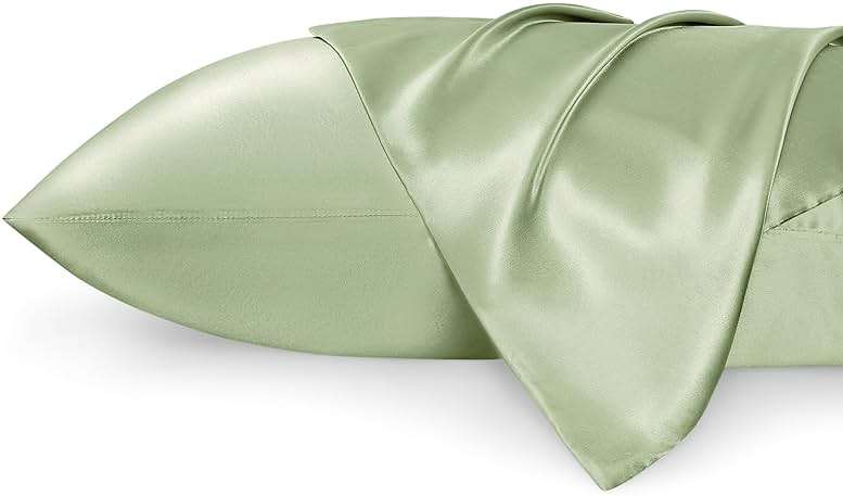 Bedsure Satin Pillowcases, Similar to Silk Pillow Cases Queen Size Set of 2, Pillow Case for Sleeping Women with Envelope Closure, Gifts for Women Men, Sage Green, 20x30 Inches, 2pcs - Image 1