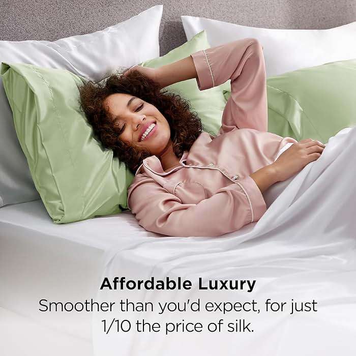 Bedsure Satin Pillowcases, Similar to Silk Pillow Cases Queen Size Set of 2, Pillow Case for Sleeping Women with Envelope Closure, Gifts for Women Men, Sage Green, 20x30 Inches, 2pcs - Image 4