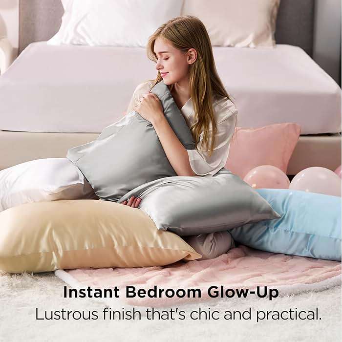 Bedsure Satin Pillowcases, Similar to Silk Pillow Cases Queen Size Set of 2, Pillow Case for Sleeping Women with Envelope Closure, Gifts for Women Men, Sage Green, 20x30 Inches, 2pcs - Image 8