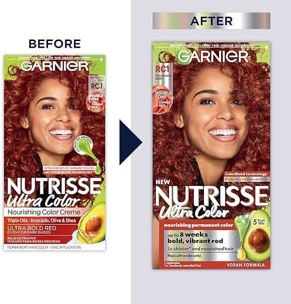 Garnier Nutrisse Ultra Color Hair Color, Permanent Hair Dye for Up to 8 Weeks of Bold, Vibrant, Fade-Resistant Results, Vegan & Cruelty-Free, RC1 Medium Intense Copper Red (Terracotta Chili), 2 Count - Image 2