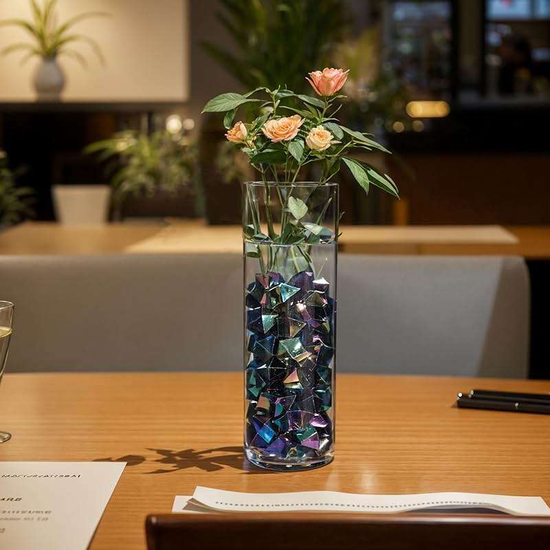 DomeStar 150PCS Iridescent Black Fake Ice, Acrylic Gems Crystals Black Rocks Diamonds Vase Centerpiece for Vase Fillers Party Table Scatter Wedding Food Display - Image 2