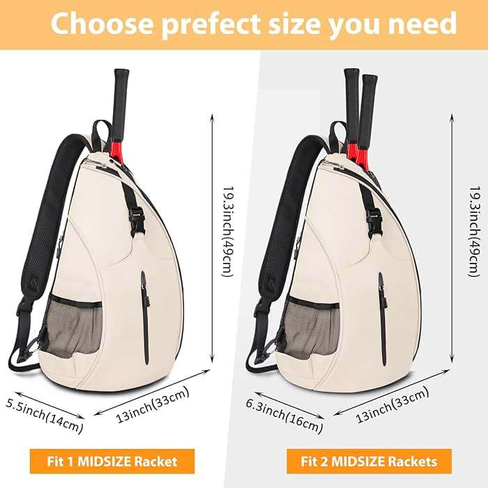 Ytonet Tennis Bag, Tennis Sling Backpack Crossbody Water Resistant for Men Women, Compatible for Pickleball Badminton Rackets - Image 2