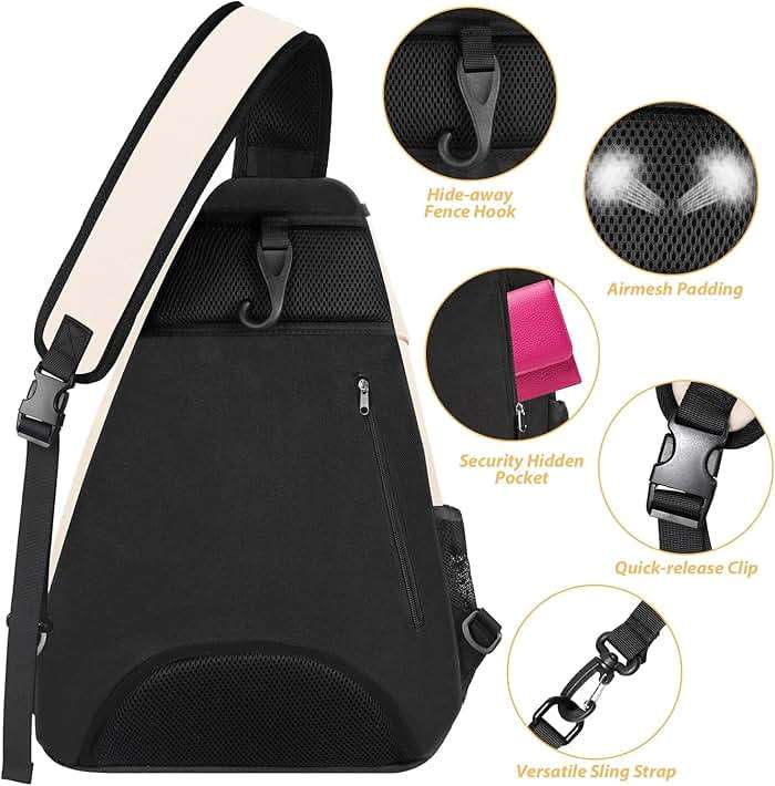 Ytonet Tennis Bag, Tennis Sling Backpack Crossbody Water Resistant for Men Women, Compatible for Pickleball Badminton Rackets - Image 5