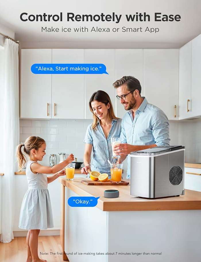 GoveeLife Smart Countertop Ice Makers, Portable Ice Maker Machine with Self-Cleaning, 6 Mins 9 Bullet Ice, 26lbs/24Hrs, Voice Remote for Home Kitchen Party Camping, with Ice Scoop Stainless Silver - Image 2