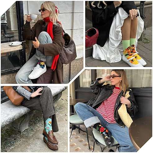 WeciBor Women's Funny Colorful Novelty Pattern Cotton Crew Socks Funky Gifts for Mum - Image 3