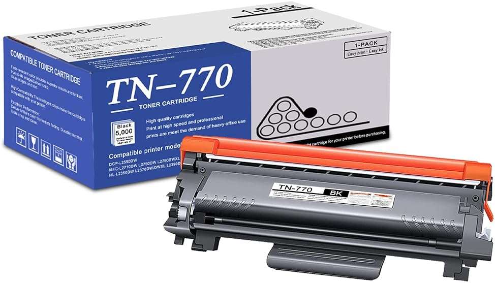 TN770 Toner Cartridge Compatible 1 Pack Extra high Yield TN-770 Black Replacement for Brother TN770 TN-770 for Brother DCP-L2550DW MFC-L2710DW L2750DW L2750DWXL HL-L2350DW L2370DW L2395DW Printer - Image 1