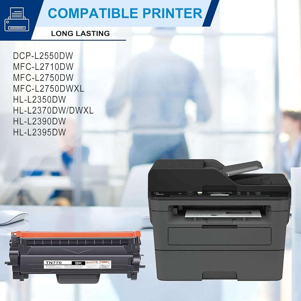 TN770 Toner Cartridge Compatible 1 Pack Extra high Yield TN-770 Black Replacement for Brother TN770 TN-770 for Brother DCP-L2550DW MFC-L2710DW L2750DW L2750DWXL HL-L2350DW L2370DW L2395DW Printer - Image 2