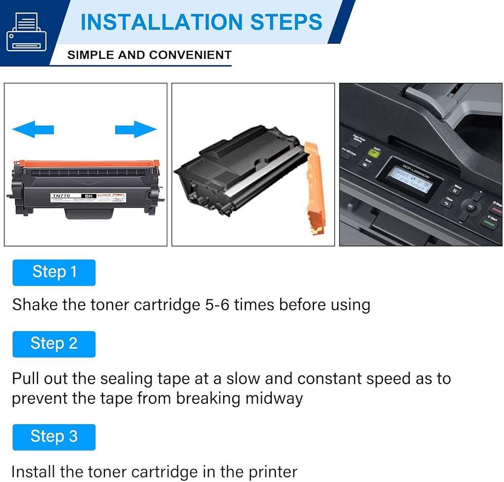 TN770 Toner Cartridge Compatible 1 Pack Extra high Yield TN-770 Black Replacement for Brother TN770 TN-770 for Brother DCP-L2550DW MFC-L2710DW L2750DW L2750DWXL HL-L2350DW L2370DW L2395DW Printer - Image 7
