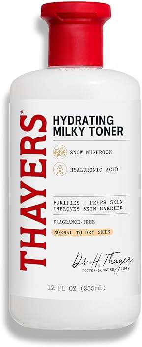 THAYERS Milky Face Toner Skin Care with Snow Mushroom Tremella and Hyaluronic Acid, Natural Gentle Facial Toner, for Dry and Sensitive Skin, 355mL - Image 1