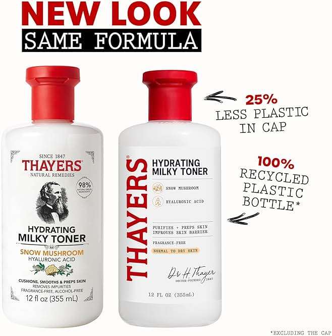 THAYERS Milky Face Toner Skin Care with Snow Mushroom Tremella and Hyaluronic Acid, Natural Gentle Facial Toner, for Dry and Sensitive Skin, 355mL - Image 2