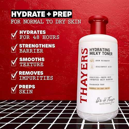 THAYERS Milky Face Toner Skin Care with Snow Mushroom Tremella and Hyaluronic Acid, Natural Gentle Facial Toner, for Dry and Sensitive Skin, 355mL - Image 3