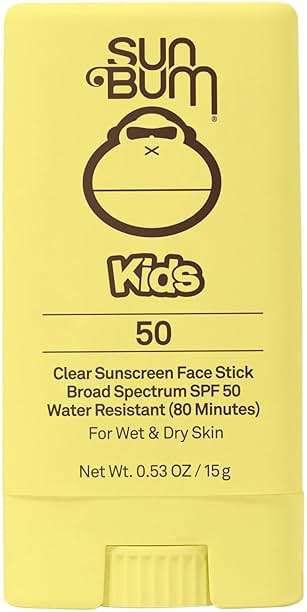 Sun Bum Kids SPF 50 Clear Face Stick Sunscreen - Wet or Dry Skin Application Broad Spectrum Sunscreen with Vitamin E - Hawaii Act 104 Compliant (Without Octinoxate & Oxybenzone) - Travel Size 0.53 oz - Image 1